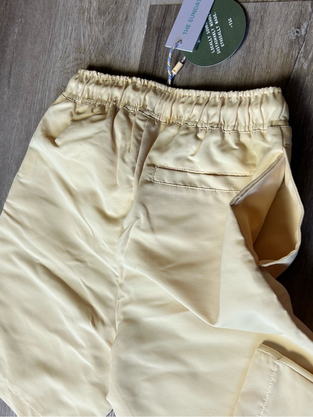 Kid’s Drawstring Swim Shorts in Pale Yellow - Picture 9 of 10
